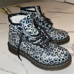 blue cheetah print doc martens